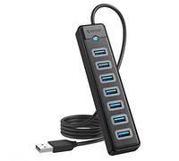 ORICO Hub USB 3.0, 7 Port Hubs USB avec Port d'alimentation 5V / 3A, 5Gbps Ultra Fin Data HUB USB Adaptateur pour PC Portable, MacBook Pro/Mini, Surface Pro, Mobile HDD et Plus (Câble USB 100 cm)