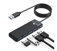 ORICO Hub USB 3.0 à 4 ports avec câble long de 1,8 m, hub de données ultra fin de type A 5 Gbps, adaptateur multiports pour MacBook, Mac Pro/Mini, disque dur mobile, Surface Pro, XPS, PS4/PS5, PC