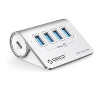 ORICO Hub USB C 4 Ports en Aluminium - Répartiteur de Données 5 Gbit/s Avec Câble C de 0,5m et Adaptateur A - Port d'Alimentation 5V/2A Type C Pour Macbook, iMac
