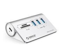 ORICO Hub USB C avec Lecteur de Carte, 3 Ports USB A, Transfert de Données 5 Gbps, Câble 0,5 m, Adaptateur USB A, Port d'Alimentation Type C 5V/2A pour iMac, Macbook