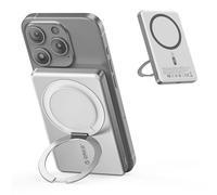 ORICO Kada Power Bank Magsafe 5000mAh - Batterie Externe sans Fil avec câble USB-C, Ultra-Mince & avec Fonction de Support, Charge Rapide 20W PD, Compatible avec iPhone 16/15/14 Pro/Pro Max (Argent)