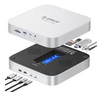 ORICO MC7P StudioLink, Mac Mini Hub avec Boîtier SSD M.2 NVMe/SATA, USB A/C 3.2, 2 USB A 2.0, SD/TF Ports, 3.5mm AUX, 5V Port d'alimentation, pour Mac Mini M1 M2