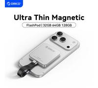 ORICO Mini SSD externe magnétique FlashPod pour iPhone 18 17 16 15 Pro/Max 150 Mo/s SSD portable 32 Go 64 Go 128 Go Orange