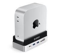 ORICO MiniDock Station d'accueil & Support pour Mac Mini M4/M4 Pro Con 2To SSD Stockage Non Amovible, USB C Hub avec HDMI 4K, DisplayPort, Lecteur De Cartes SD/TF 3.0, USB-C/A 10Gbps, PD 100W- VSP10