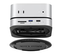 ORICO MiniLink Hub USB C pour Mac Mini M4, Boîtier SSD SATA 4To Max, 1x USB-A 3.0 5Gbps, 3X USB-A 2.0, Lecteurs SD/TF 3.0 (Lecture Simultanée), Prise Casque/Micro 3,5mm -M410P