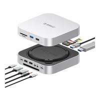 ORICO MiniLink Mac mini M4 Hub 10 en 1 avec boîtier SSD M.2 2280 SATA 5 Gbps, USB 3.0, 3 ports USB 2.0, TF/SD 3.0, 2 x 3,5 mm, port d'alimentation M410P 5 V/3 A