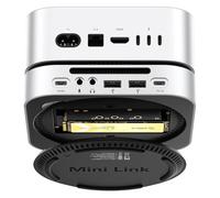 ORICO MiniLink Station d'accueil 40 Gbps pour Mac mini M4 avec boîtier SSD M.2 NVMe, prend en charge jusqu'à 8 To, USB4, support en aluminium avec USB-A (480 Mbps), compatible avec Mac mini M4/M4 Pro