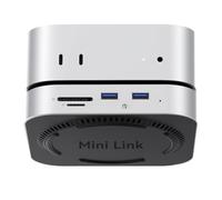 ORICO MiniLink Station d'accueil USB C 8 en 1 pour Mac Mini M4/M4 Pro, Hub avec 2X USB-A 3.0 5Gbps, 2X USB-A 2.0, Lecteur SD/TF 104MB/s, Jack Audio 3,5mm pour MacBook, Macs - M48P
