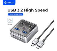 ORICO Multi 4 ports USB 3.2 Hub Splitter 10Gbps USB A Type C Slot Station d'accueil Multiple USB3.0 adaptateur Extender pour ordinateur portable 10Gbps USB-A-C 100cm