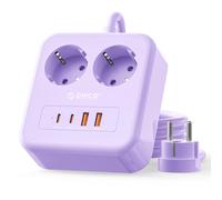 ORICO Multiprise Cube 6 en 1 avec Charge Rapide PD 20W, Bloc Multiprise sans Blocage 2500W avec 2 Prises AC et 4 Ports USB (2 USB-C + 2 USB-A), Câble de 3M pour Bureau et Maison, Violet