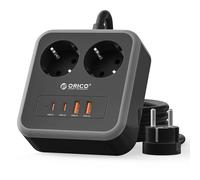 ORICO Multiprise Cube 6 en 1 avec Charge Rapide PD 20W, Bloc Multiprise sans Blocage 2500W avec 2 Prises AC et 4 Ports USB (2 USB-C + 2 USB-A), Câble de 1,5M pour Bureau et Maison, Noir