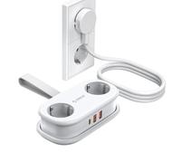 ORICO Multiprise Voyage 2 Prises et USB-C 20W PD, Blanc, Compacte & Portable, Compatible avec Bureau/Maison/Bateau, Cordon 1,5m (AP3)