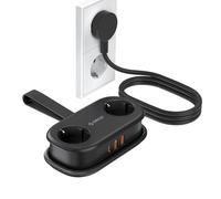 ORICO Multiprise Voyage 2 Prises et USB-C 20W PD, Noir, Compacte & Portable, Compatible avec Bureau/Maison/Bateau, Cordon 1,5m (AP3)