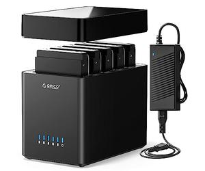 ORICO Station d'accueil 5 Baies sans Outil, USB C Boîtier de Disque Dur de Type magnétique Support 5 x 18 to -12V6.5A Adaptateur, Compatible avec Windows / Mac / Linux (DS500C3)