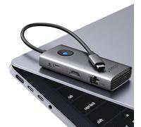 ORICO Station d'accueil, 6 en 1 Hub USB C avec Ethernet 2,5 G, HDMI 4K@60Hz, PD 100 W, 3 Ports USB 5Gbps, Adaptateur USB C vers USB 3.0 Compatible avec MacBook Pro Air XPS HP