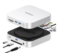 ORICO Station d'accueil MiniLink Mac mini M4 40 Gbps - Hub USB C en aluminium avec double boîtier SSD pour M.2 NVMe, jusqu'à 3000 Mo/s, 3 USB 3.2, SD/TF 4.0, compatible avec Mac mini M4/M4 Pro