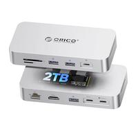 ORICO Station d'accueil SSD Externe 2 to, Extension de Stockage + Extension d'interface, jusqu'à 1000MB/s, HUB USB C 10-en-1, Support d'affichage HDMI 4K@60Hz, 100W PD, Ethernet, SD/TF - SJ10