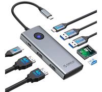 ORICO Station d'accueil USB C Double HDMI, hub USB C 8 en 1 avec 2 HDMI 4K @ 60 Hz, Station d'accueil 2 écrans, 2 Ports USB-A 3.0, Type-C 3.0, 100 W PD, Lecteur de Carte SD/TF, Adaptateur multiport
