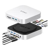 ORICO StudioLink Hub pour Mac mini avec boîtier SSD et ports 7 en 1 | Station d'accueil SSD NVMe/SATA M.2 pour Mac mini M1/M2/Mac Studio | USB-C 10 Gbps, lecteur de carte SD/TF, connecteur audio 3,5