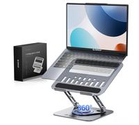ORICO Support Ordinateur Portable Ergonomique Rotatif 360 Support PC Portable Bureau Réglable, Pliable, Ventilé, Compatible MacBook Air/Pro, Dell, XPS, HP (10-17,3 Pouces) - ST12, Gris