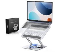 ORICO Support Ordinateur Portable Ergonomique Rotatif 360 Support PC Portable Bureau Réglable, Pliable, Ventilé, Compatible MacBook Air/Pro, Dell, XPS, HP (10-17,3 Pouces) - ST12, Argent