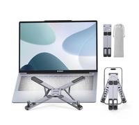 ORICO Support Ordinateur Portable, Support Léger Pliable en Aluminium 3-en-1 pour PC Portable, Tablette & Téléphone, 5 Hauteurs Réglables, pour MacBook/HP/Dell/iPad/iPhone jusqu'à 17" - PN1, Gris
