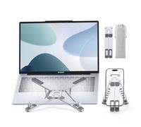 ORICO Support Ordinateur Portable, Support Léger Pliable en Aluminium 3-en-1 pour PC Portable, Tablette & Téléphone, 5 Hauteurs Réglables, pour MacBook/HP/Dell/iPad/iPhone jusqu'à 17" - PN1, Argent