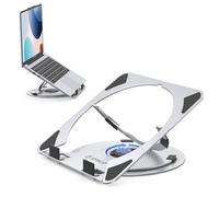 ORICO Support Ordinateur Portable Ventilé Réglable, Support PC Portable Bureau en Aluminium avec à Rotation 360°, Ergonomique & Pliable, Compatible avec Laptops 10-17,3 Pouces - NS1, Argent