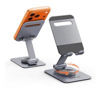 ORICO Support Téléphone Bureau, Rotation 360°, Porte Telephone Réglable et Pliable, Support Telephone en Aluminium pour iPhone 17/16/15/14/13/12 Pro Max et Smartphone Jusqu’à 6,9" - PS2, Gris