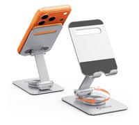 ORICO Support Téléphone Bureau, Rotation 360°, Porte Telephone Réglable et Pliable, Support Telephone en Aluminium pour iPhone 17/16/15/14/13/12 Pro Max et Smartphone Jusqu’à 6,9" - PS2, Argent