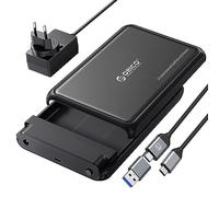 ORICO USB C Boîtier Disque Dur 3,5 Pouces Externe USB 3.0 vers SATA Disque Dur 3,5 2,5 Pouces HDD SSD Supporte UASP 5Gbps jusqu'à 20 to, Alimentation 12V / 2A Inclus (Métal + ABS-Noir-DDL35C3)