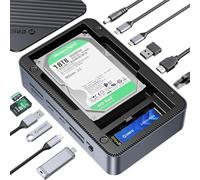 ORICO USB-C Hub avec Boîtier Double pour Disques Durs, Station d'accueil USB-C avec M.2 NVMe/SATA SSD & Disque Dur SATA 2.5/3.5 Pouces, Support HDMI 4K, PD100W, SD/TF, Gigabit Ethernet-D35M2