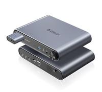ORICO USB C Hub with Boîtier M.2 SSD, 10 in 1 USB C Docking Station Fits M.2 NVMe/SATA SSD, 10Gbps USB-A, 10Gbps USB-C, 4K@60Hz HDMI, 100W PD, Ethernet, 3.5mm Audio Jack, 2 x USB A 2.0