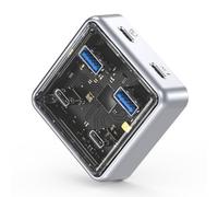 ORICO USB Hub 3.2, Adaptateur 4 Ports Multiprise USB C 10Gbps, 2 Ports de Type A/C (avec d'alimentation 5V), Compatible avec MacBook, iMac, Surface, Disque Dur Mobile