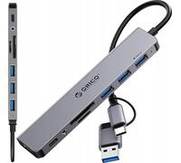 Orico Ysa8-U3 Hub Usb-A/Usb-C Station d'accueil 3X Usb-A 2.0 + 1X Usb-A 3.0 + 1X Usb-C 2.0 + 1X 3,5Mm audio + 2X Tf&Sd - Gris