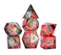 OriCraft Dés magiques rouges D&D, dés polyédriques de jeu RPG avec cristal D20, coins tranchants, thème pierre d'énergie magique, parfaits pour Donjons et Dragons et Halloween