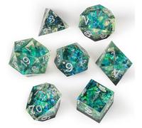 OriCraft Dés magiques verts pour donjons et dragons - Jeu de rôle, monde sous-marin, océan magique, Halloween - D20 avec coins aiguisés