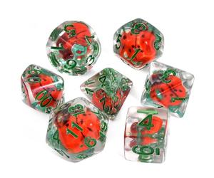 OriCraft Lot de 7 dés de coléoptères DND - Donjons et dragons - Jeu de rôle polyédrique - Cube Coccinelle - Ambre D20 - Monde magique