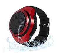 ORIDECOR Montre portable sans fil étanche avec haut-parleur Bluetooth multifonction radio FM, lecteur MP3, TWS, selfie et temps de veille ultra long pour la course, la randonnée, l'équitation (rouge)