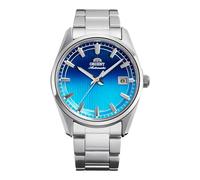 Orient Contemporary Stretto Date - Montre-Bracelet Automatique et à remontage Manuel mécanique décontracté Bracelet et boîtier en Acier Inoxydable Cadran Bleu - RA-AC0R09L