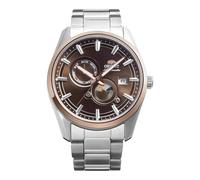 ORIENT Montre mécanique Stretto Sun & Moon RA-AK0313Y30B, cadran marron, acier inox, saphir, date