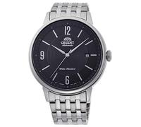 Orient Simple Arabic Montre-Bracelet Automatique pour Homme à remontage Manuel mécanique décontracté Bracelet et boîtier en Acier Inoxydable, Acier Noir, Casual