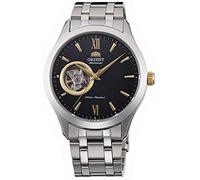 Orient Open Heart Montre-Bracelet Automatique et à remontage Manuel mécanique Classique Bracelet en Acier avec Cadran Squelette, Noir doré., Bracelet