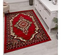 Orient R8757 Tapis classique tissé serré avec ornements et motifs floraux Rouge Beige Gris Noir Dimensions : 120 x 170 cm
