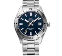 Orient Sports Diver Mako 40mm Montre mécanique Automatique à remontage Manuel en Acier ou Cuir Sport sous-Marin décontracté RA-AC0Q, Acier Bleu Marine, Minimaliste