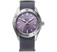 Orient Sports Diver Mako 40mm Montre mécanique Automatique à remontage Manuel en Acier ou Cuir Sport sous-Marin décontracté RA-AC0Q, Cuir Lilas, Minimaliste