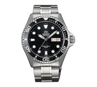 Orient Sports Mako 2 & Ray 2 - Montre pour Homme Automatique à remontage Manuel étanche Bracelet et boîtier en Acier métallisé Cadran Noir - TAA02004B9 AA02004B, Noir, Sportif