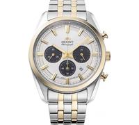 Orient Stretto Chronographe Solaire 40 mm, Cadran Blanc Classique, Bracelet en Acier