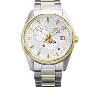 Orient Stretto Sun & Moon RA-AK0312S30B - Montre mécanique automatique unisexe - Cadran blanc, boîtier et bracelet en acier inoxydable, affichage de la date, édition limitée