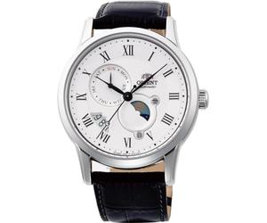 Orient Sun & Moon Montre-Bracelet mécanique Classique à remontage Manuel pour Homme avec Bracelet en Cuir